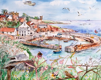 Crail Harbour, Fine Art Giclée Signed Limited Edition Landscape Print, East Neuk of Fife, Scotland.