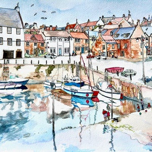 Crail Harbour, Fine Art Giclée Signed Limited Edition Landscape Print, East Neuk of Fife, Scotland.