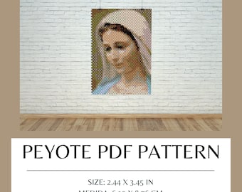 Bead Pattern Holy Mary, Brick Stitch Miyuki Beading, DIY, PDF Digital Download, Miyuki Delica