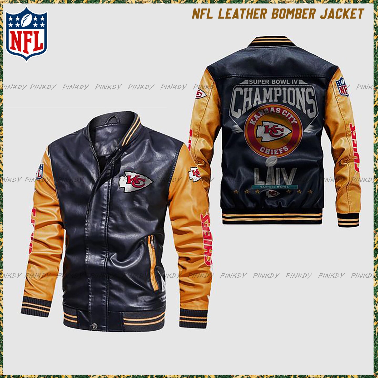 Kansas City Chiefs nfl leather bomber jacket LBJ09CHI | Etsy