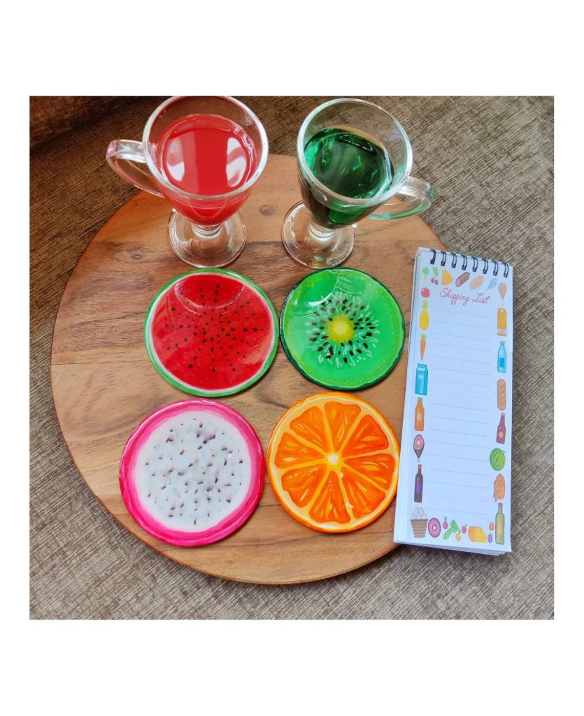 Quirky handmade Fruit coasters set of 4 Etsy