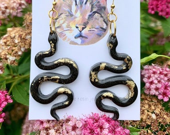 Gold Leaf Serpent Earrings