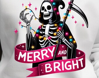 Halloween Skeleton Graphic Sweatshirt: Merry and Bright Unisex Crew Neck Top