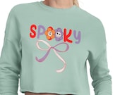 Spooky Vibes Cropped Sweatshirt, Halloween Top, Gift for Her