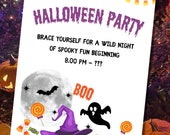 Halloween Party Invitation Template: Printable 5x7" (PDF, JPEG File)