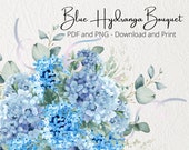 Hydrangea Flowers, Hydrangea Bouquet Clipart, Blue Flowers, Wedding Clipart, Printable flower clipart