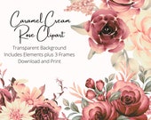 Roses Clipart, Burgundy and Cream Flowers, Rose Printable for card or invitations