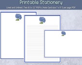 Blue Hydrangea Printable Paper Letter Writing Thank You Notes Journal Pages Hydrangea Stationery