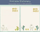 Baby Lama Writing Paper, Printable Stationery, Baby Animal Thank You Notes