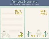 Lama Writing Paper Printable Stationery, Cute Thank You Notes