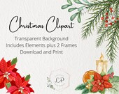 Christmas Flowers, Poinsettia flower stickers Christmas holiday florals