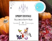 Halloween Party Invitation Template, Cocktails Invite, Editable Halloween Birthday Invitation, Halloween Invitation