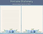 Blue Hydrangea, Hydrangea Writing Paper, Floral Writing Paper, Letter Writing, Hydrangea Stationery includes matching Envelope Template