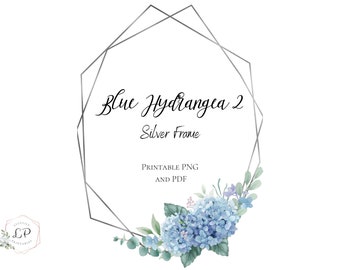 Hydrangea Clipart Frame, Silver Frame, Wedding Florals, Hydrangea Invite Design