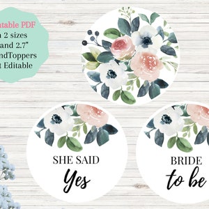 Eucalyptus Floral Cupcake Toppers, Printable Cake Topper
