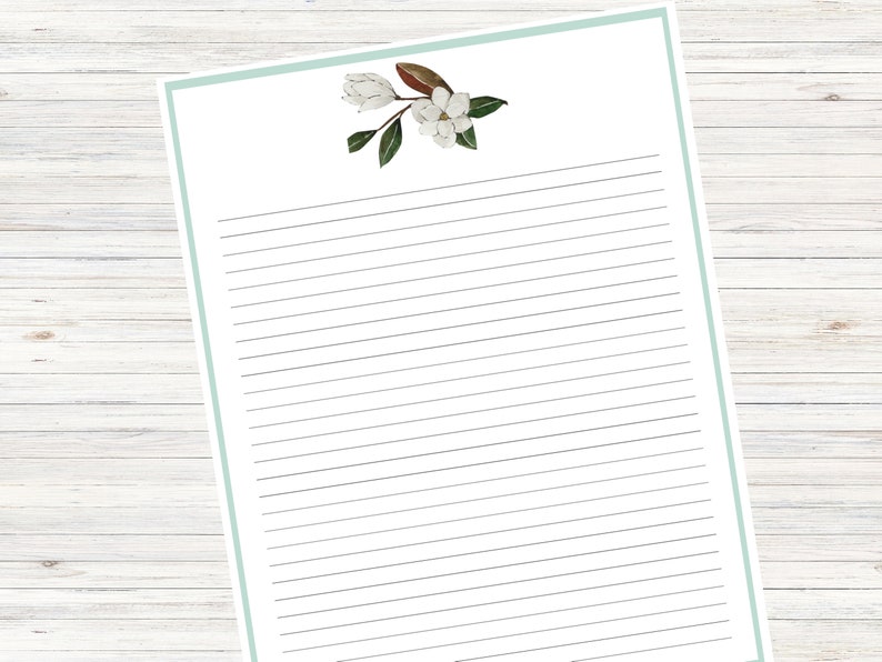 Printable Paper Letter Writing Journal Pages Magnolia Floral Etsy