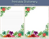 Tropical Letter Paper Printable Stationery Hibiscus Floral Journal Pages