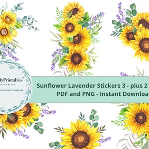 Sunflower Bouquet Clipart: Printable Flower Stickers (PDF & PNG)