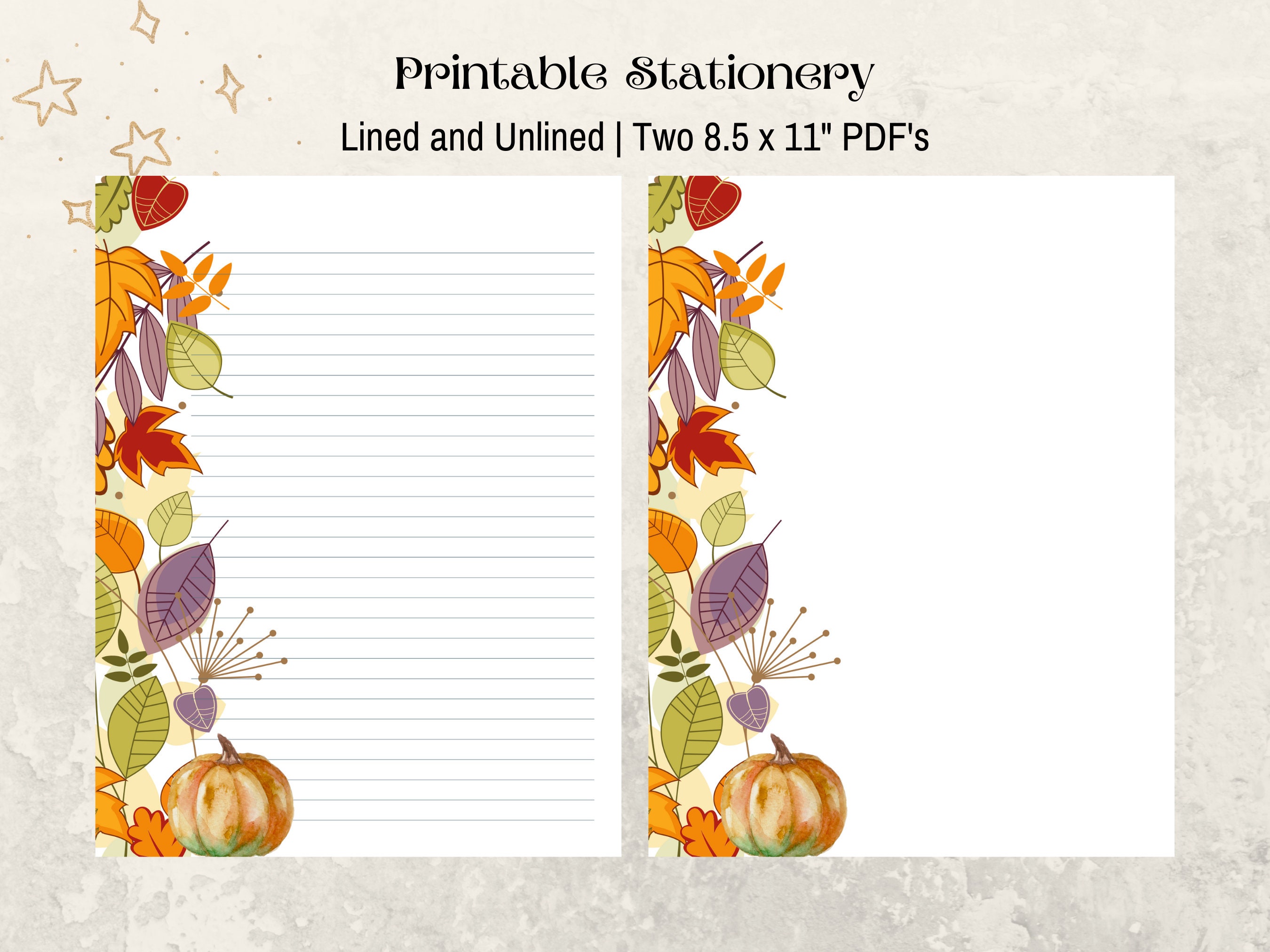 Free Printable Lined Fall Stationery Paper