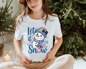 Snowman Christmas Tee: Women's Softstyle Cotton T-Shirt, Cute Snowman T-shirt