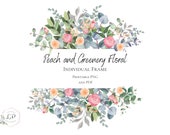 Floral Frame Clipart Blush floral frame printable card or invitation design
