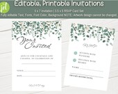 Eucalyptus Greenery Invitation Template, Customize and Print Greenery Invitation