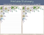 Floral Stationery Cream Roses, Printable Journal Pages or Writing Paper