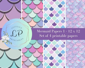 Mermaid tail printable digital papers