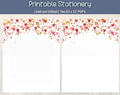 Hearts Stationery Printable Paper, Letter Writing Journal Pages, Hearts Valentine Stationery