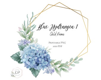 Blue Hydrangeas Hydrangea Clipart, Printable Frame, Floral Clipart, Wedding Clipart, Blue Flowers