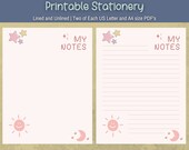 Star Stationery, Writing Paper Note Page, Printable PDF