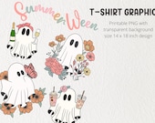Summerween Ghost PNG: T-Shirt Design, Spooky Cocktail Art (Digital Download)