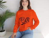 Boo Halloween Sweatshirt, Spooky Unisex Crewneck, Fall Apparel, Autumn Vibes, Cozy Layering