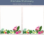 Flamingo Writing Paper Printable Flamingo Stationery Notepad Pages Journal Pages