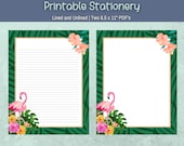 Note Paper Tropical Print Writing Paper Printable Stationery Flamingo Stationery Journal Pages