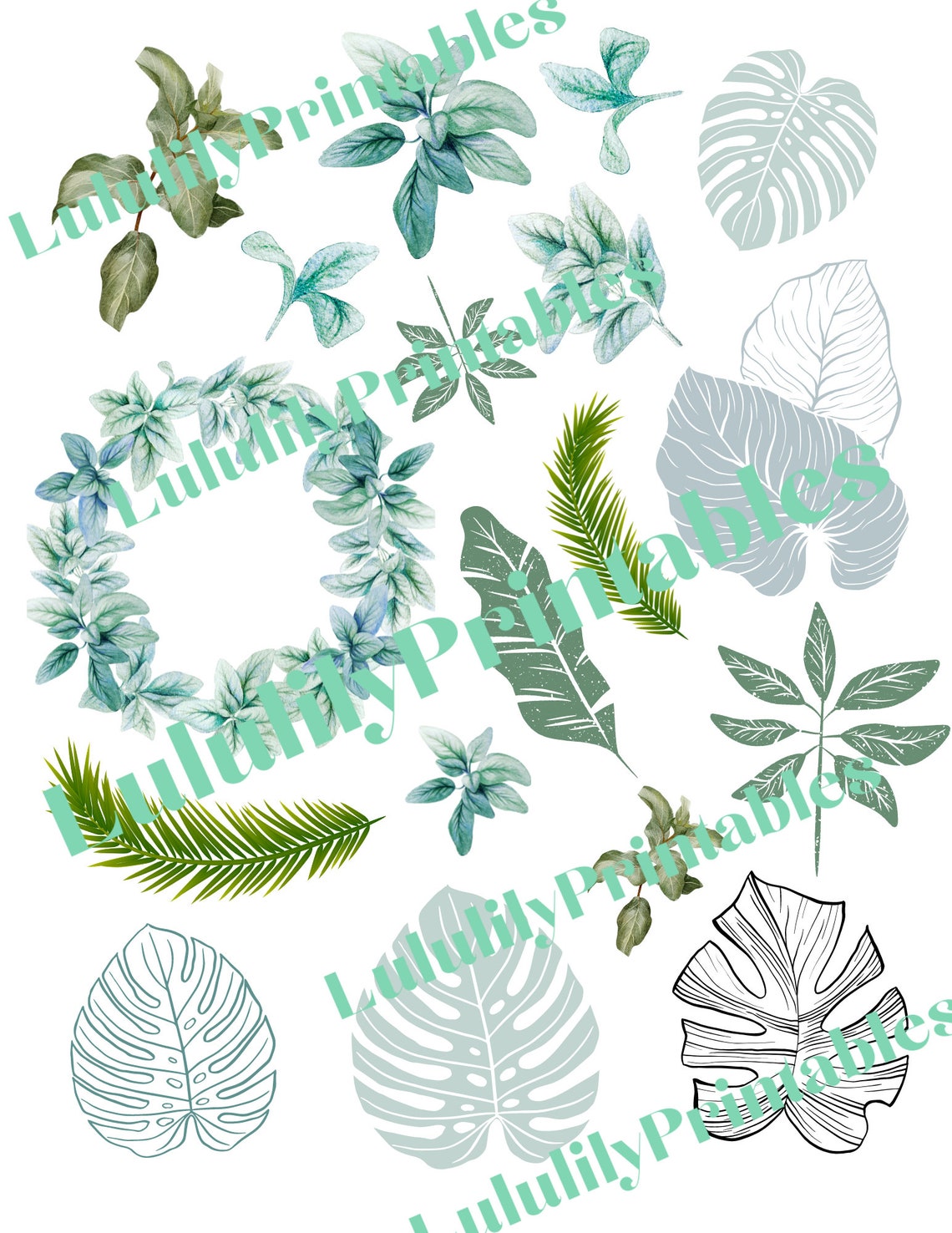 Leaf Clipart Silver Leaf Stickers Botanical Planner Etsy