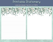 Eucalyptus Stationery Printable Paper, Letter Writing Journal Pages, Eucalyptus Stationery