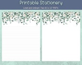 Eucalyptus Stationery Printable Paper, Letter Writing Journal Pages, Eucalyptus Stationery