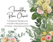 Roses, Mini Bouquet Clipart, Rose Bouquet Printable Stickers, Wedding Flowers Floral Clipart, Flower Graphics