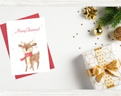 Merry Christmas Cards, Set of 2 Printable Watercolor Cards