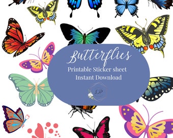 Butterfly Clipart, Colored butterfly printable scrapbook clipart