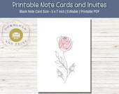 Floral Stationery Rose Print Thank You Card Note Card