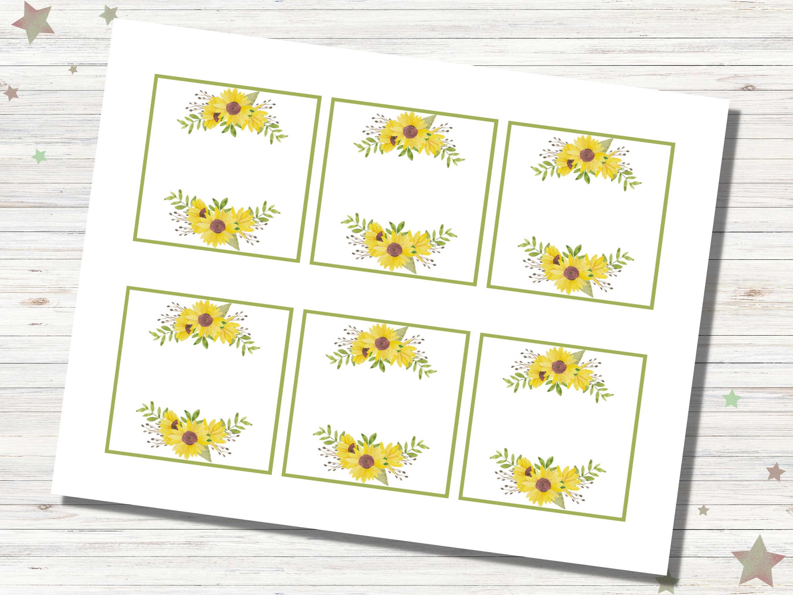 EDITABLE Sunflower Gift Tags, Flower Stickers, Personalize With