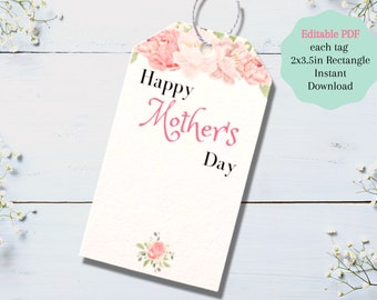 Peony Gift Tag, Floral Mothers Day Gift Tag, Peony Hang Tags, Favor Tags Printable Party Tags