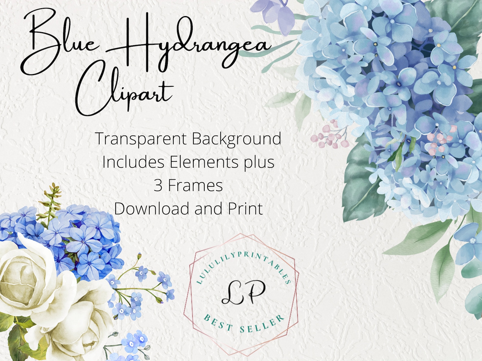 Blue Hydrangeas Hydrangea Clipart Hydrangea Printables - Etsy