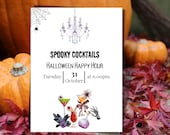 Halloween Party Invitation Template, Cocktails Invite, Editable Halloween Birthday Invitation, Halloween Invitation
