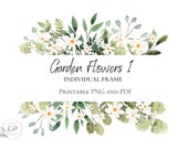 Garden Flowers Clipart - Beautiful Daisy Flower Frame for Cards and Invitations