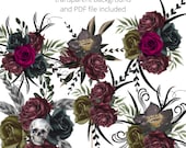 Halloween Flowers, Floral arrangements, Halloween Roses, Gothic Clipart