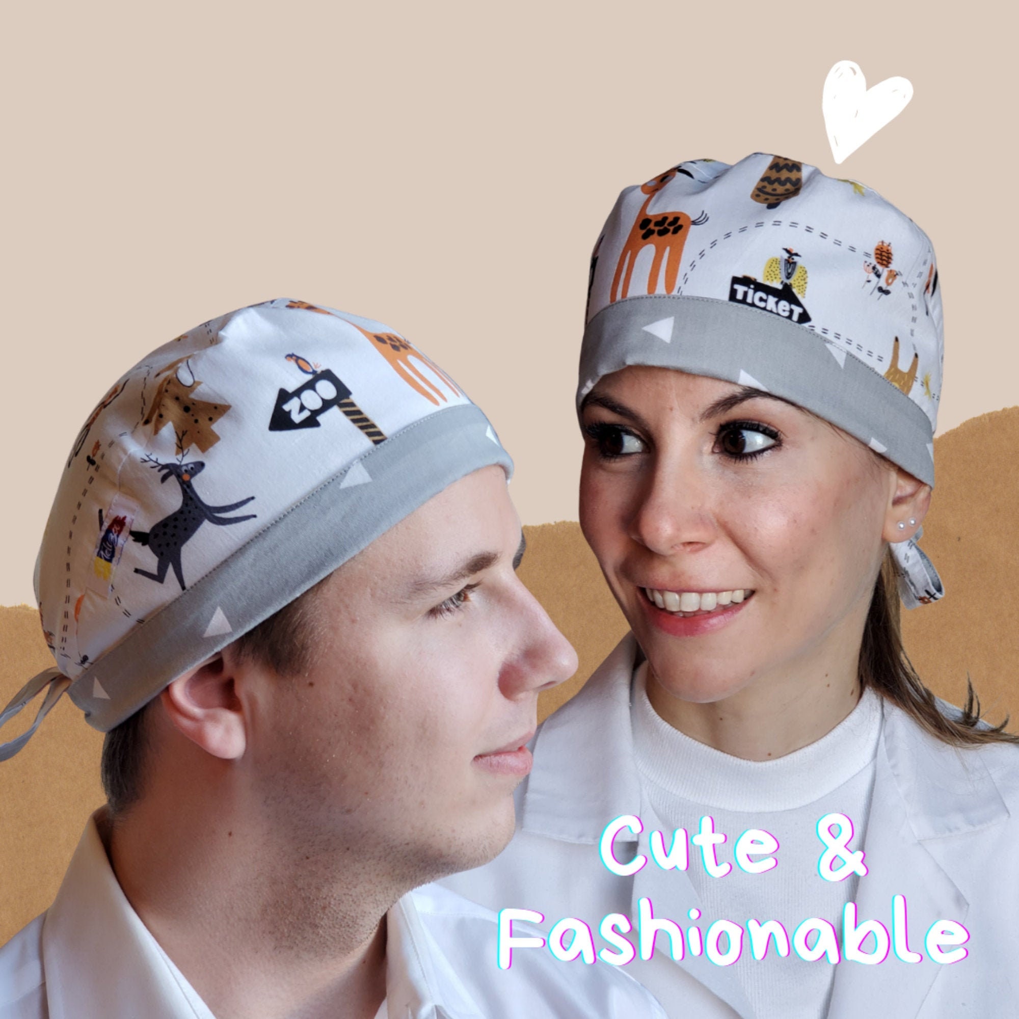 Greys Anatomy Cap, Unisex Surgical Scrub Cap, Animal Scrub Hat, Head