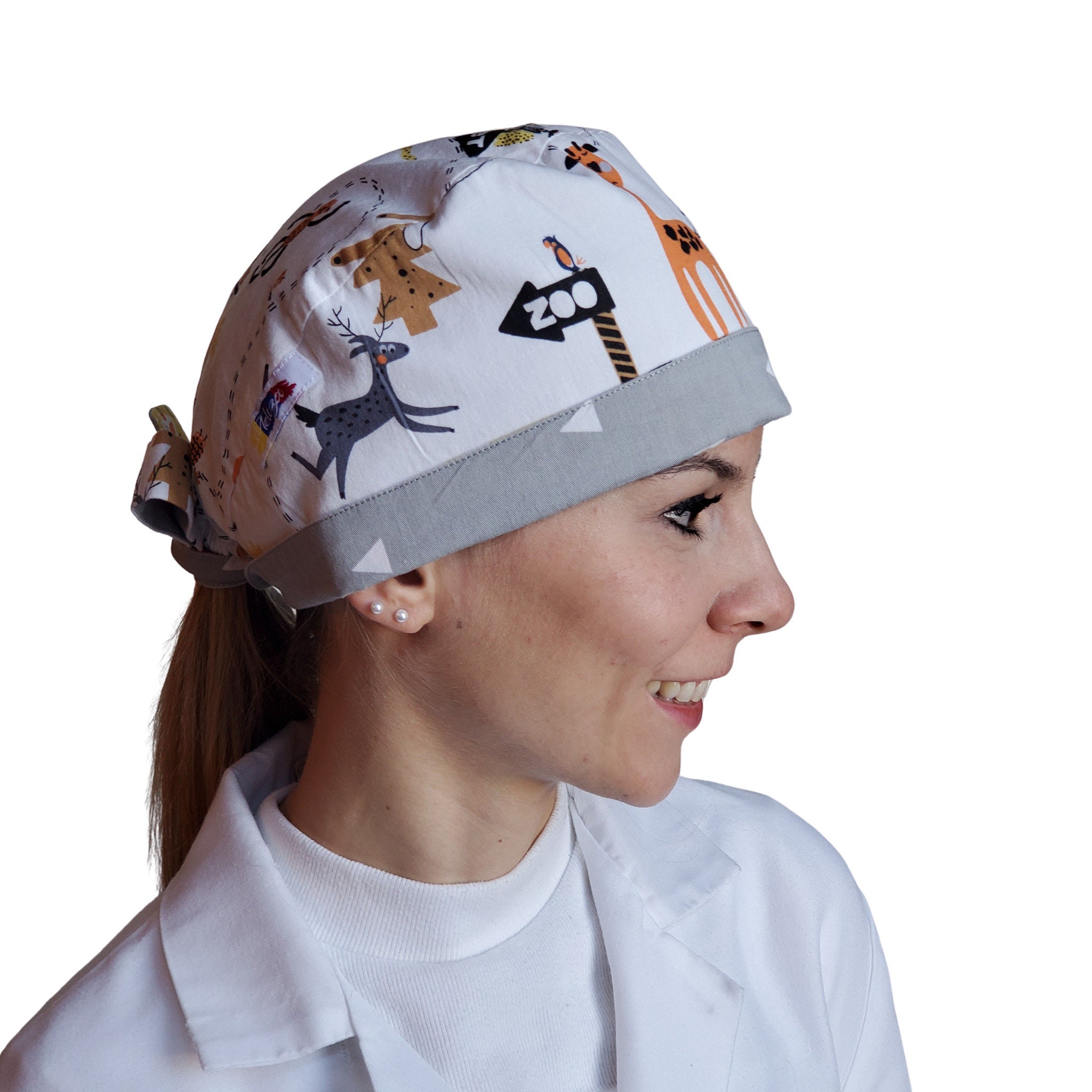 Greys Anatomy Cap, Unisex Surgical Scrub Cap, Animal Scrub Hat, Head